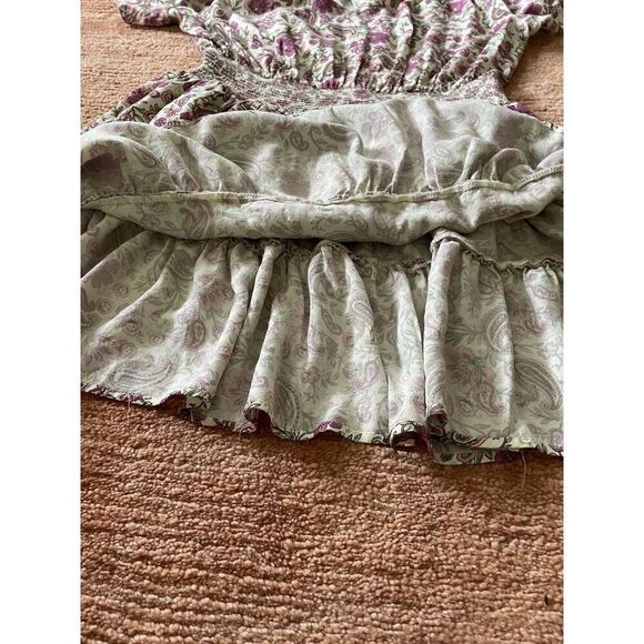 Patrons of Peace Boho Floral Tiered Mini Dress Smocked Waist Ruffle Hem - Picture 7 of 9